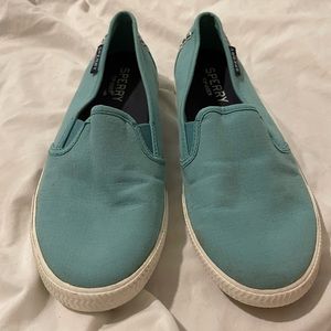 sperry teal slip on shoes women size 8.5